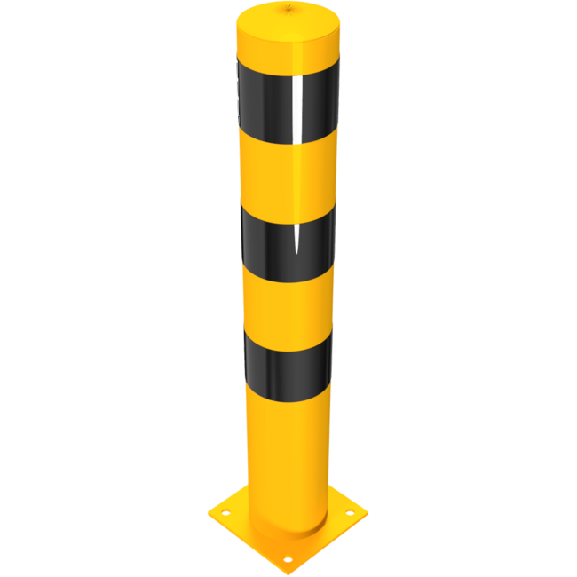 Rampaal geel/zwart 152mm x1000mm met voetplaat, verzinkt