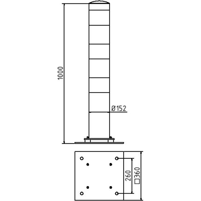 Elastische rampaal Geel - Zwart  Ø 152mm