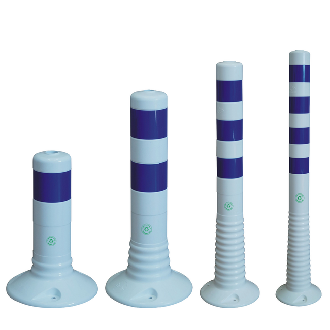 Afzetpaal Ø80mm wit-blauw flexibel kunststof
