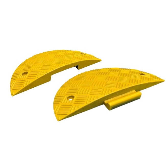 Verkeersdrempel eindstuk kunststof 7cm hoog - geel