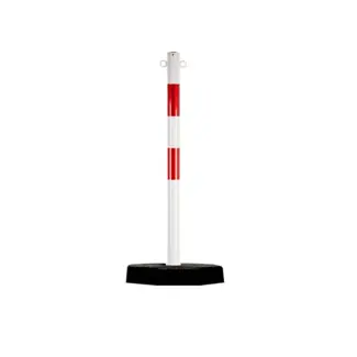 Stalen kettingpaal rood-wit met verzwaarde voet