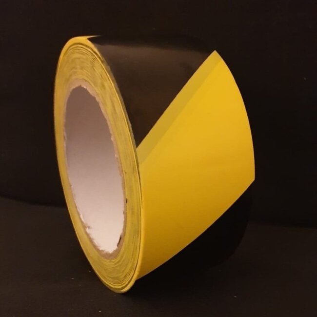 Rol vloertape pvc geel/zwart 50 mm x 33mtr