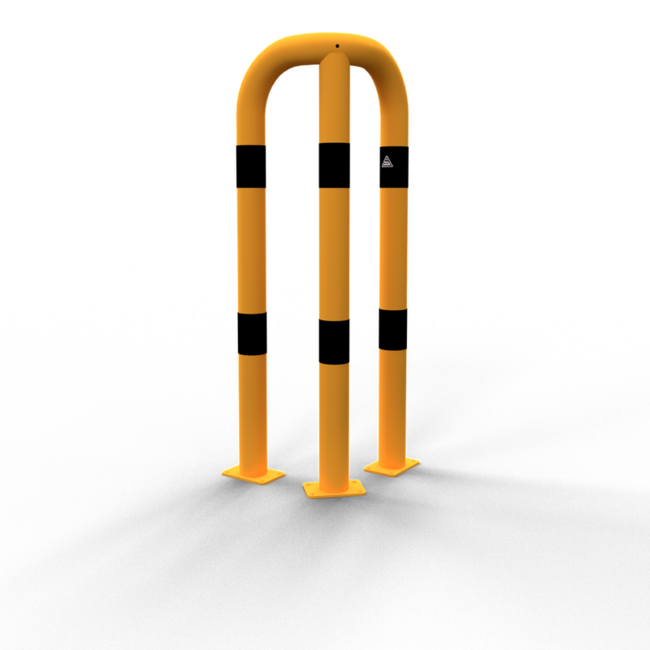 Veiligheidsbeugel 90° gelijkbenig met bodemplaatjes Ø 76 x 2,6 mm