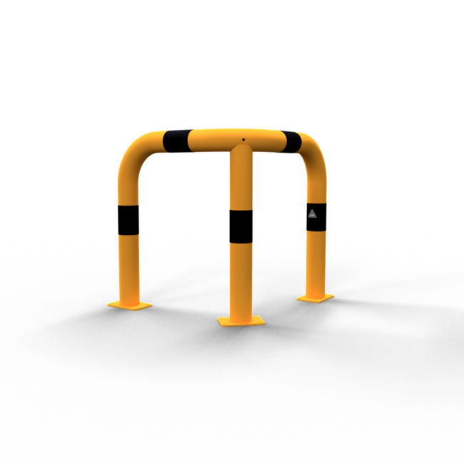 Veiligheidsbeugel 90° gelijkbenig met bodemplaatjes Ø 76 x 2,6 mm