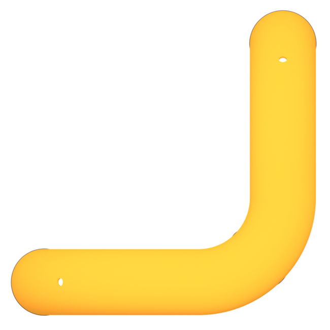 Veiligheidsbeugel 90° gelijkbenig met bodemplaatjes Ø 76 x 2,6 mm