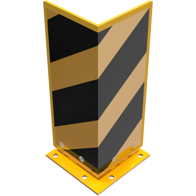 Stalen flexibele hoekbescherming geel/zwart -vloermontage