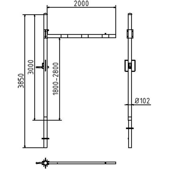 Draaibare hoogtebegrenzer - Verstelbaar 1800 - 2800 mm