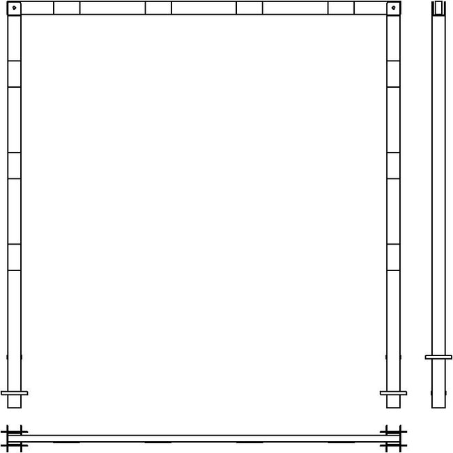 Hoogtebegrenzer vaststaand 100 x 100 mm - doorrijhoogte 2300 mm
