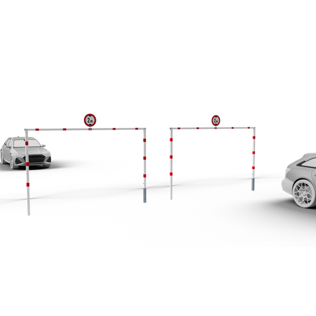 Hoogtebegrenzer zwenkbaar 70 x 70 mm - doorrijhoogte 2000 mm