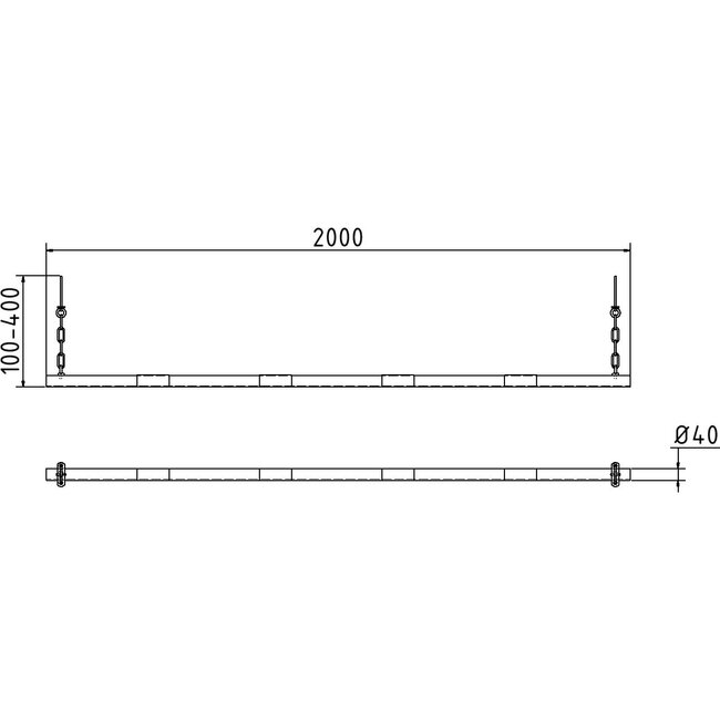 Hoogtebalk universeel voor hoogtebegrenzers Ø40 mm