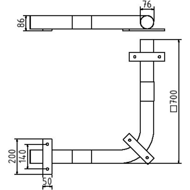 Hoekbeschermbeugel Ø 76 mm – Stalen aanrijdbeveiliging voor vloermontage