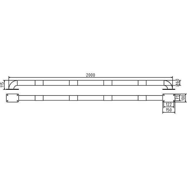 Beschermbeugel/vloerbalk Ø 60 x 115 mm – Stalen aanrijdbeveiliging geel/zwart