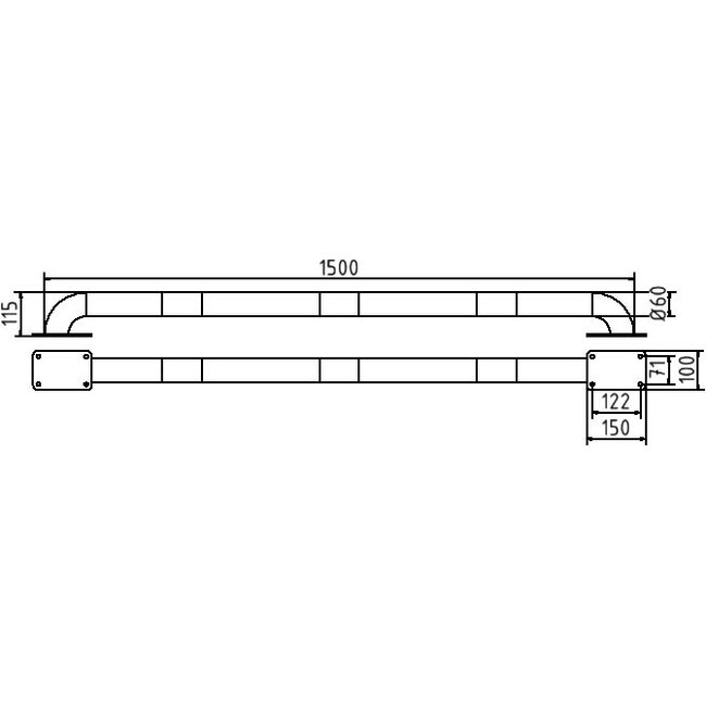 Beschermbeugel/vloerbalk Ø 60 x 115 mm – Stalen aanrijdbeveiliging geel/zwart