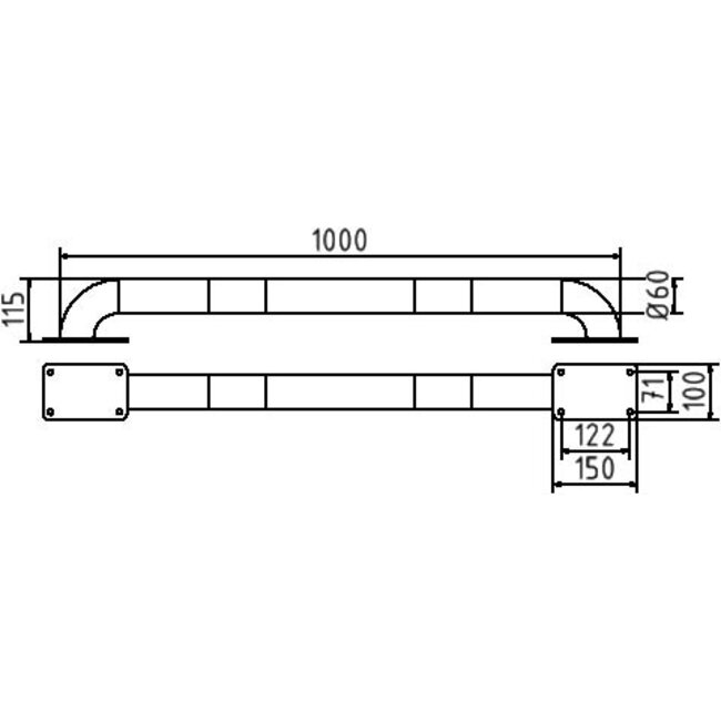 Beschermbeugel/vloerbalk Ø 60 x 115 mm – Stalen aanrijdbeveiliging geel/zwart
