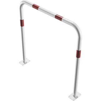 Geleidehek Ø48 mm rood/wit gepoedercoat | Bodemmontage