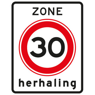 RVV verkeersbord A01-30ZBH | Snelheids-/zonebord | 30 Km/h