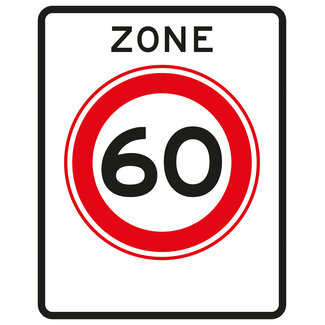 RVV verkeersbord A01-60ZB | Snelheids-/zonebord | 60 Km/h