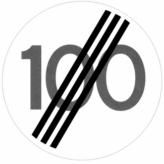 Traffictotaal RVV verkeersbord A02-100| Einde max. snelheid | 100 km/h