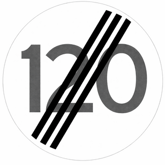RVV verkeersbord A02-120 | Einde max. snelheid | 120 km/h