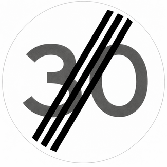 RVV verkeersbord A02-30 | Einde max. snelheid | 30 km/h