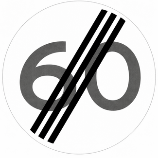 RVV verkeersbord A02-60 | Einde max. snelheid | 60 km/h