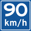 RVV verkeersbord A04-90 | Adviessnelheidsbord | 90 km/h