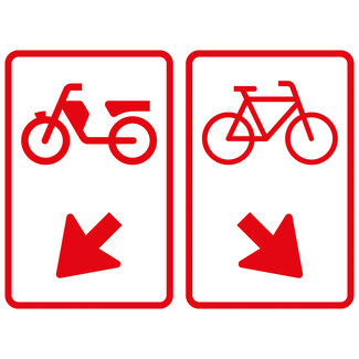 RVV verkeersbord D105 | Brommer/fietsers rijrichtingsbord | Rijbaan wissel