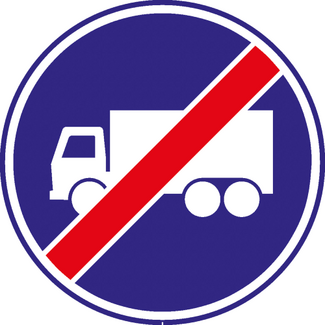 RVV verkeersbord F22 | Einde verplichte rijbaan | Vrachtwagens