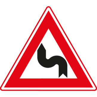 RVV Verkeersbord J05 | Waarschuwing voor s-bocht eerst links