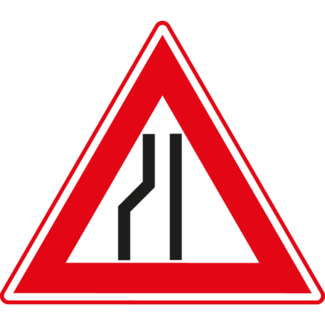 RVV Verkeersbord J19 | Waarschuwing rijbaanversmalling links