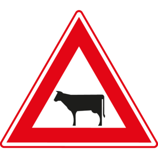 Verkeersbord RVV J28 - Vooraanduiding overstekend vee