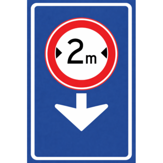 RVV verkeersbord L12C18 | Informatiebord  | Rijbaan 2 m breed