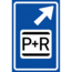 RVV verkeersbord BW101RBSP03 | Park & Ride  | Schuin rechtsaf