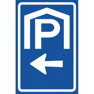 RVV verkeersbord BW202L | Parkeergarage | Links