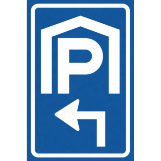 RVV verkeersbord BW202LH | Parkeergarage | Links