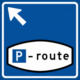 RVV verkeersbord BW204LB | Route -  parkeerplaats | Schuin linksaf