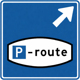 RVV verkeersbord BW204RB | Route -  parkeerplaats | Schuin rechtsaf