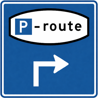 RVV verkeersbord BW204RH | Route -  parkeerplaats | Rechtsaf