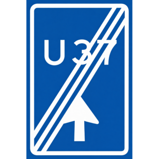 RVV verkeersbord BW501BE | Einde uitvalsroute | 37 - rechtdoor