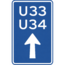 RVV verkeersbord BW502B | Uitvalsroute | 33 en 34 - rechtdoor