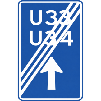 RVV verkeersbord BW502BE | Einde uitvalsroute | 33 en 34 - rechtdoor