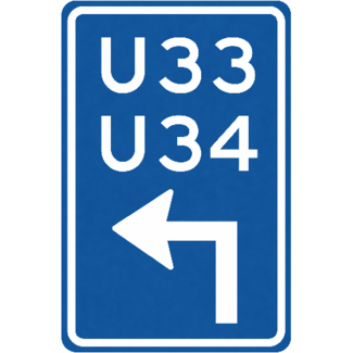 RVV verkeersbord BW502LH | Uitvalsroute | 33 en 34 - links
