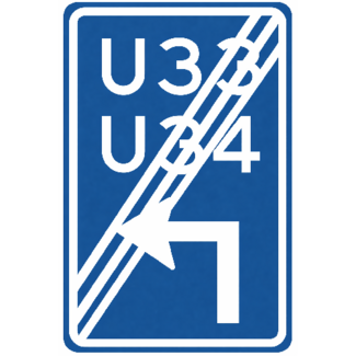 RVV verkeersbord BW502LHE | Einde uitvalsroute | 33 en 34 - links