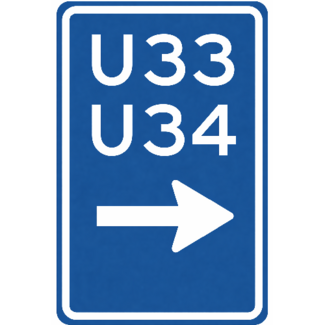 RVV verkeersbord BW502R | Uitvalsroute | 33 en 34 - rechts