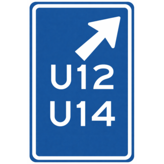 RVV verkeersbord BW502RB | Uitvalsroute | 12 en 14 - schuin rechts