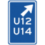 RVV verkeersbord BW502RB | Uitvalsroute | 12 en 14 - schuin rechts