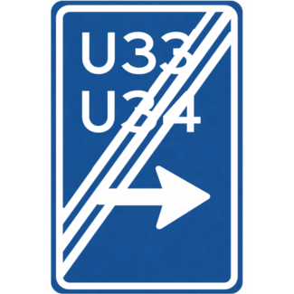 RVV verkeersbord BW502RE | Einde uitvalsroute | 33 en 34 - rechts