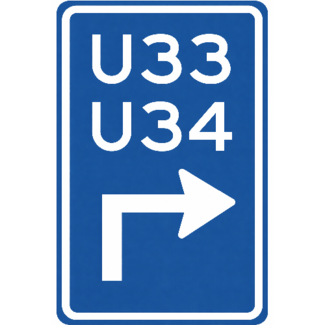 RVV verkeersbord BW502RH | Uitvalsroute | 33 en 34 - rechts