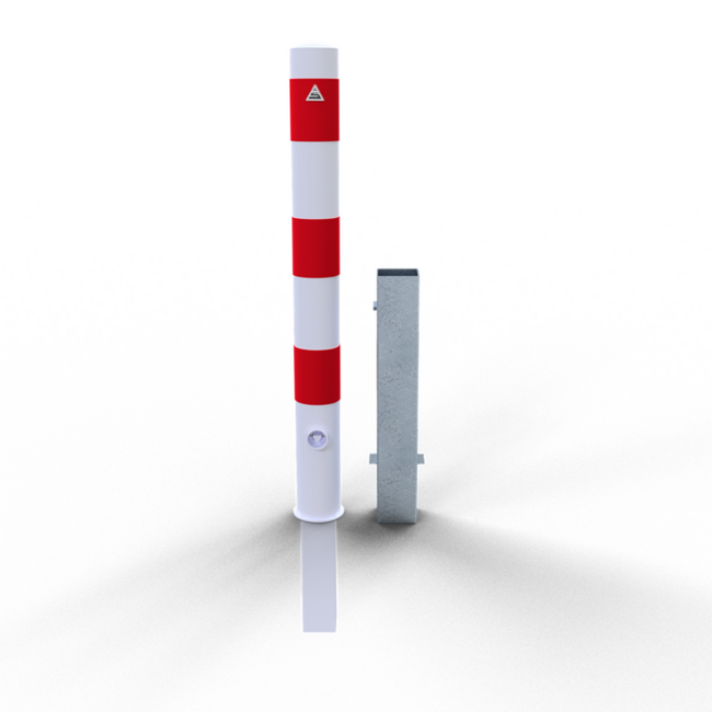 Ronde afzetpaal Ø89-108mm rood/wit - Uitneembaar en vergrendelbaar