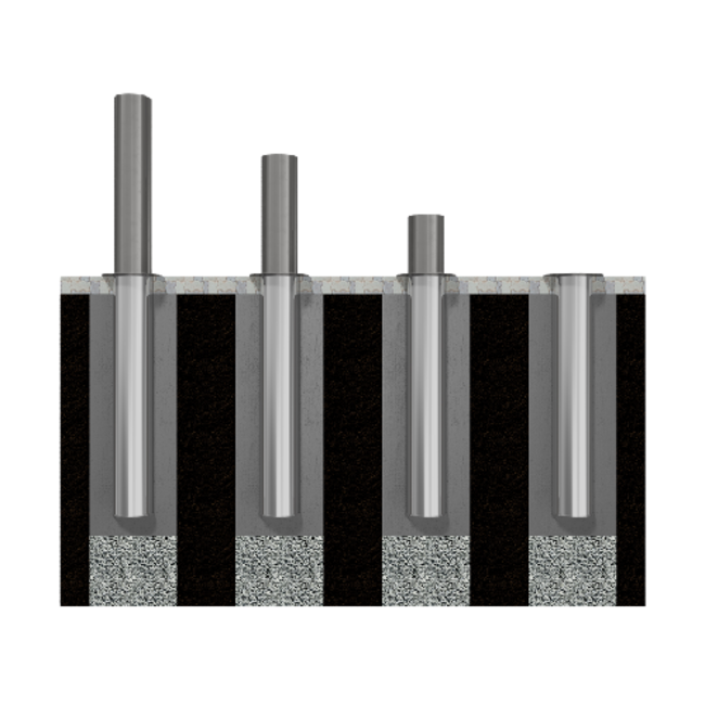 Neerlaatbare afzetpaal rond Ø154 mm | Semi-automatisch (d.m.v. gasveer)